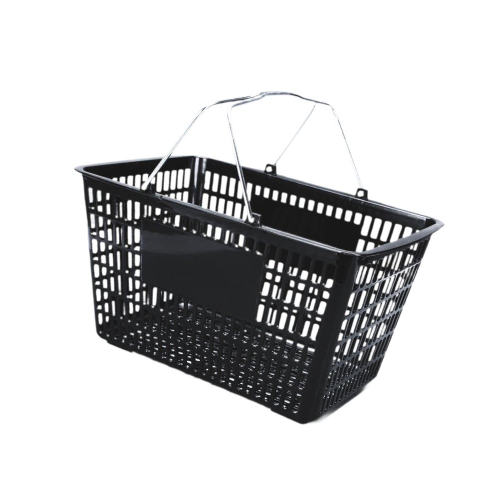 Handheld Shopping Basket with Handles, Reusable, Sturdy, Black