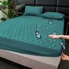 LDLCYCN Waterproof Mattress Protector, Washed Cotton Fitted Sheet, Breathable Mattress Cover, Deep Pocket, Dark Green, 90 x 200 cm Twin view 1