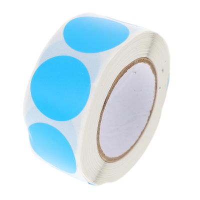 Round Blue Paper Label Stickers, 1 Roll, 500 Pieces