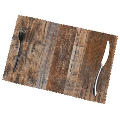 Brown Wooden Placemats for Dining Table, Washable, 6-Piece Set