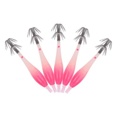 Anneome Fluorescent Silicone Squid Hooks, Pink