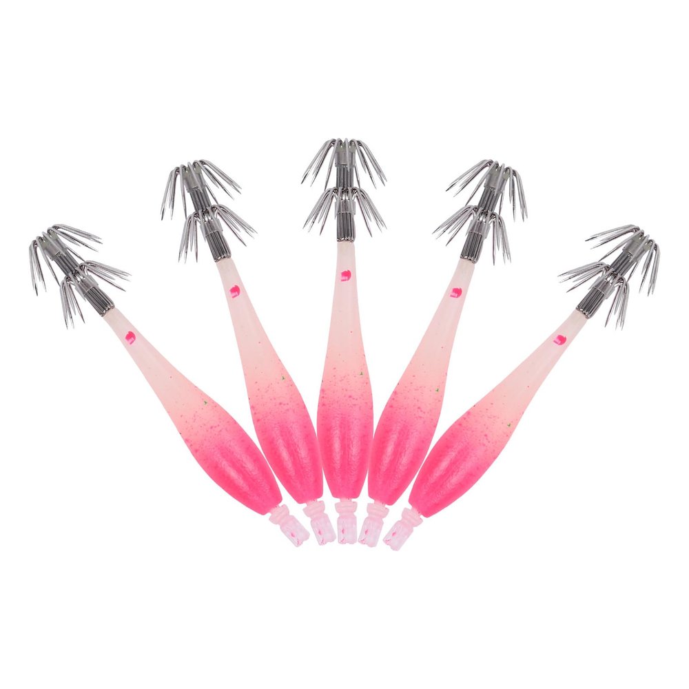 Anneome Fluorescent Silicone Squid Hooks, Pink