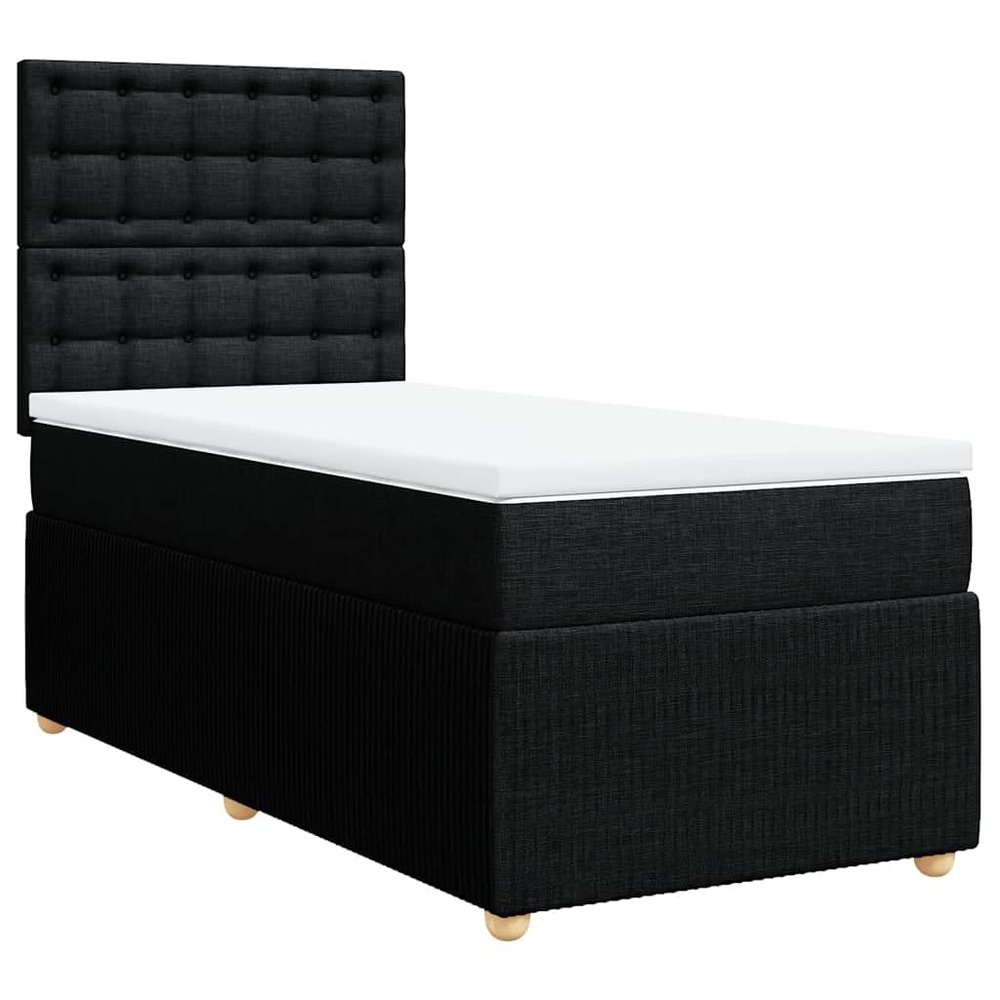 vidaXL Box Spring Bed with Mattress Black 80x200 cm Fabric