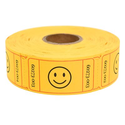 L LIKED Raffle Tickets, 2.5 x 5.1 cm, Smile, Yellow, Single Roll, 500 Count