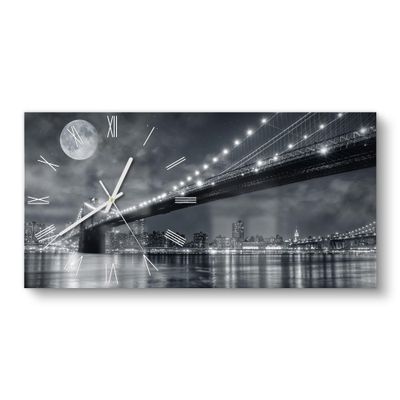 DEQORI Glass Wall Clock | Vertical 60 x 30 cm | Moon over Manhattan | XXL Design Clock