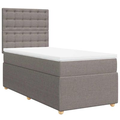 vidaXL Box Spring Bed with Mattress Taupe 90 x 200 cm Fabric