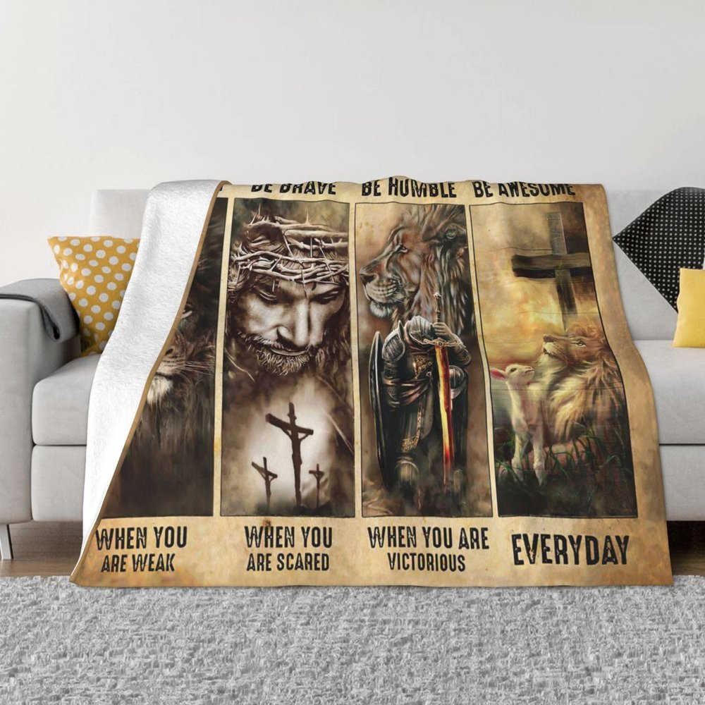 Christian Jesus Throw Blanket, Soft Fleece Flannel