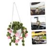 Crocheted Hanging Plant Car Charm in Pink view 2