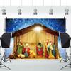 MIRRORANG Nativity Scene Photography Backdrop, Bethlehem Star and Dawn, Blue, 3 x 2 m view 3