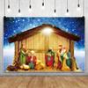 MIRRORANG Nativity Scene Photography Backdrop, Bethlehem Star and Dawn, Blue, 3 x 2 m view 4