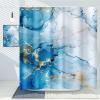 Fading Marble Shower Curtain Set, Black, Gold & Green Pattern, 4-Piece, 180 x 180 cm view 2