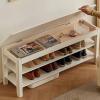 KaBuea Narrow Solid Wood Entryway Bench with Storage and 2-Tier Shoe Organizer view 1