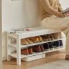 KaBuea Narrow Solid Wood Entryway Bench with Storage and 2-Tier Shoe Organizer view 2