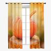 Odot Semi-Sheer 3D Thanksgiving Pumpkin Grommet Curtains, 2-Pack, 52 x 72 in, Pumpkin 1 view 3