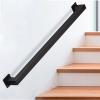 Black Square-Tube Metal Stair Handrail Set with Wall Brackets view 1