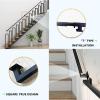 Black Square-Tube Metal Stair Handrail Set with Wall Brackets view 3