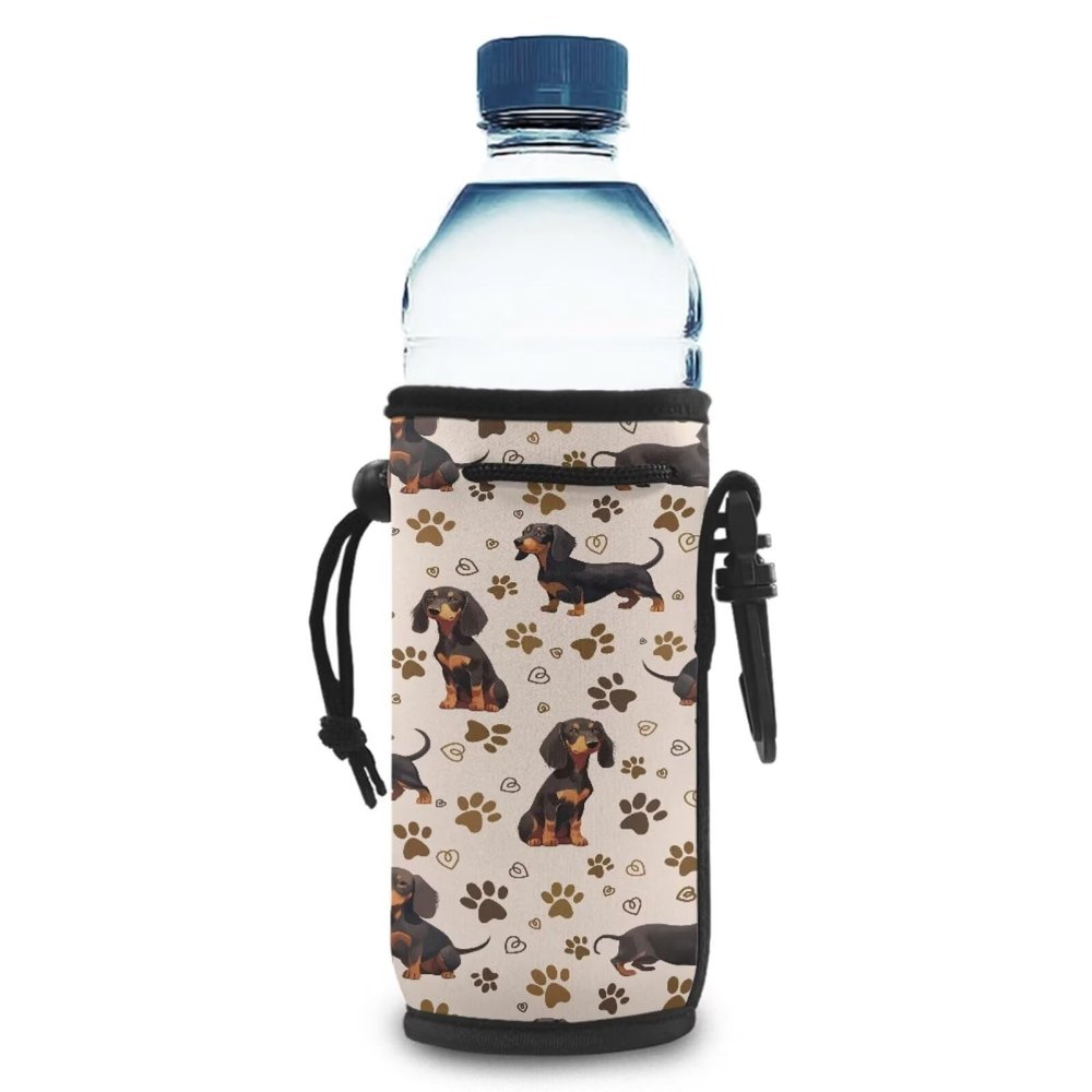 Chririnla Cartoon Dachshund Water Bottle Carrying Bag, Bike Bottle Holder Pouch for Kids and Students