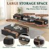 Solid Wood Floating TV Cabinet with Storage, Shelves, Door and Drawer — Natural, 260 cm view 3