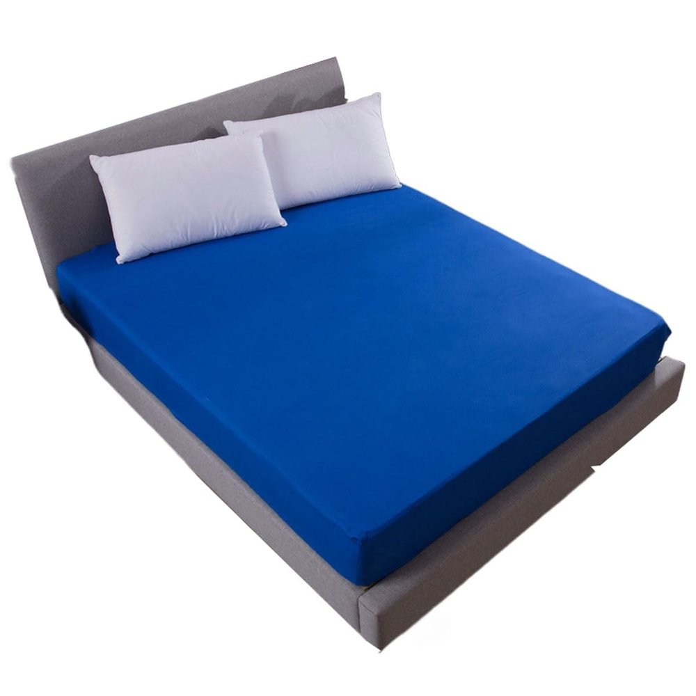 Solid Color Cotton Fitted Sheet, 183 x 190 cm, Fits Mattresses Up to 25 cm High