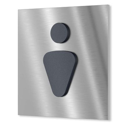 Urhome Men's Toilet Sign, V2A Stainless Steel, Anthracite Metallic, 120 × 120–230 × 230 mm