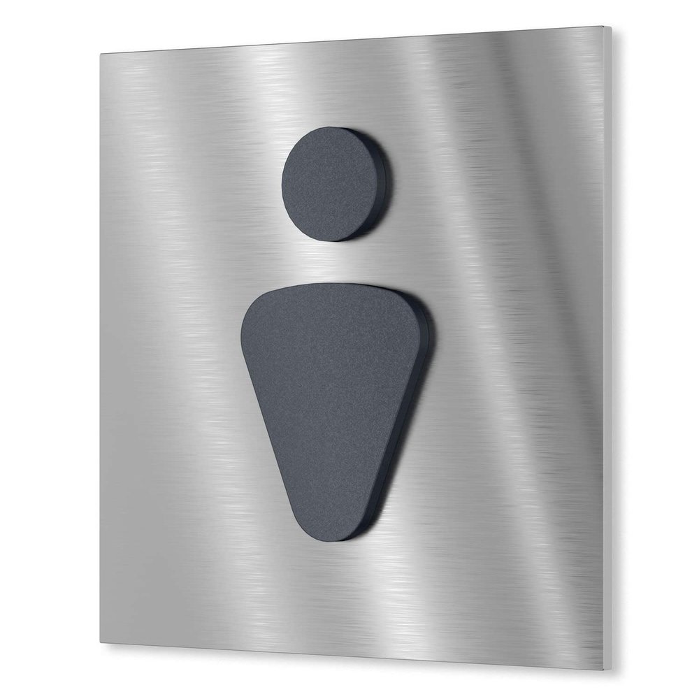 Urhome Men's Toilet Sign, V2A Stainless Steel, Anthracite Metallic, 120 × 120–230 × 230 mm