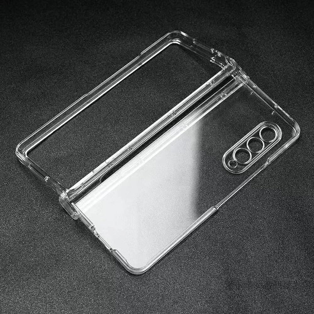 GXZJFC Transparent Phone Case for Samsung Galaxy Z Fold 5/4/3 5G with Stylus Slot and Hinge Protection