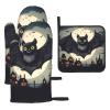 Halloween Bat Oven Mitts and Pot Holder, Grill Gloves and Cooking Holder (3-Piece Set) view 1