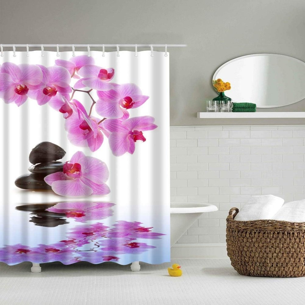 Orchid 3D Stone Shower Curtain 240 x 200 cm