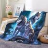 Wolf Moon Animal Print Sherpa Fleece Throw Blanket, Blue, 130 x 150 cm view 2