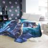 Wolf Moon Animal Print Sherpa Fleece Throw Blanket, Blue, 130 x 150 cm view 3