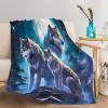 Wolf Moon Animal Print Sherpa Fleece Throw Blanket, Blue, 130 x 150 cm view 4