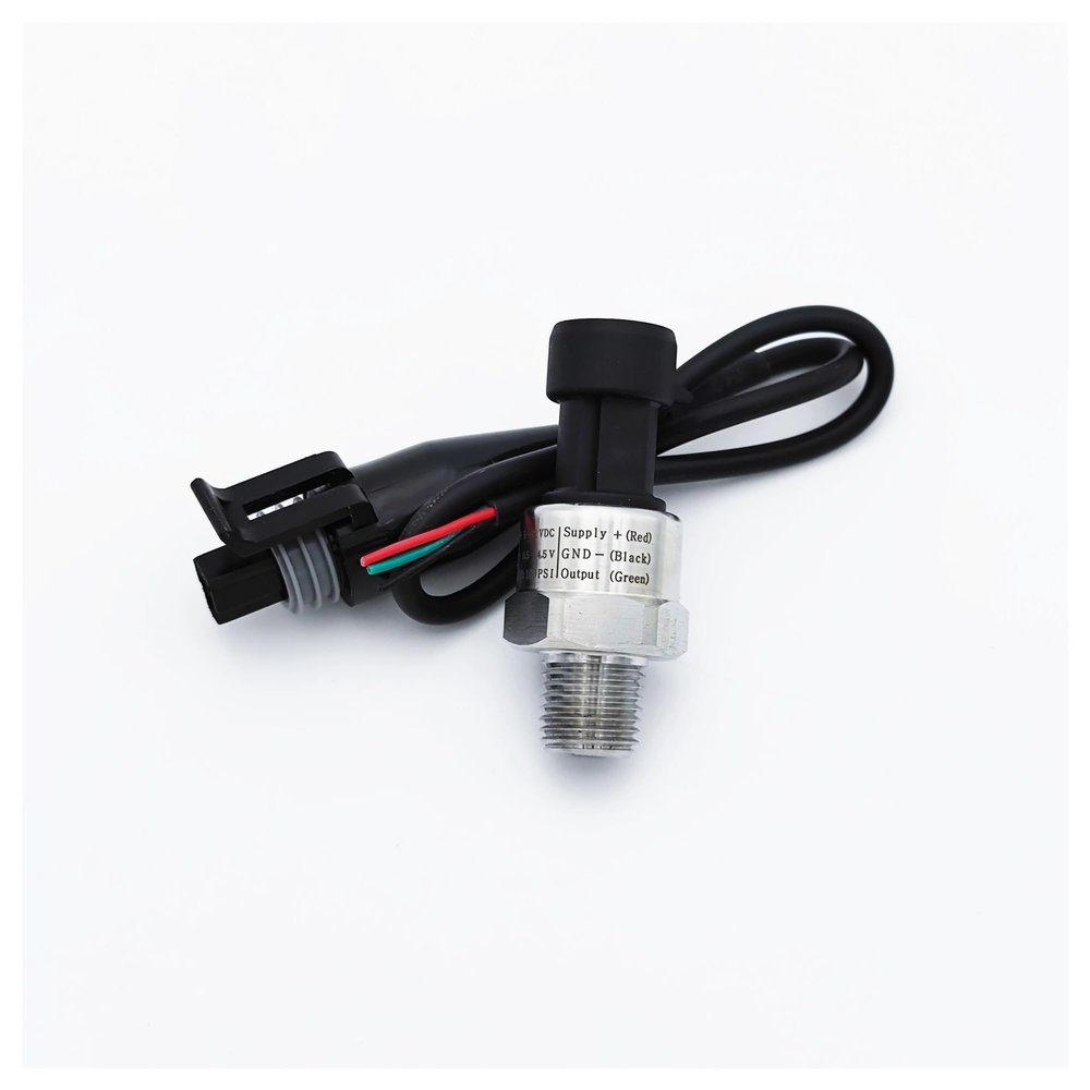 CZAOINCU Pressure Sensor Transmitter, 1/4 NPT, 5–12V, Ceramic Sensor, Stainless Steel, 5–300 psi, Output 0.5–4.5V, 30 psi