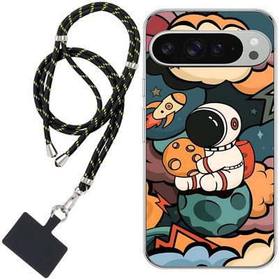 WUACYEAMING Case for Google Pixel 9 Pro XL with Anime Pilot Rocket Pattern and Lanyard