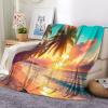 Cozy Fleece Blanket 180 x 220 cm, Coconut Palms at Sunset, Soft Warm Throw for Teens and Adults view 2