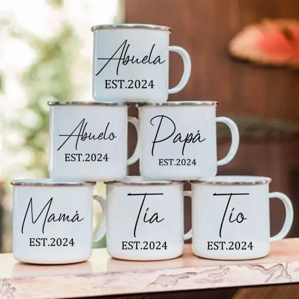 Personalized Enamel Mug for Mom, Dad & Family, Custom Name, 2-Pack