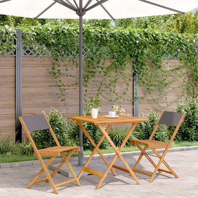 FENLAX 3-Piece Anthracite Fabric and Solid Acacia Wood Bistro Set