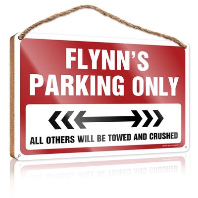 KAXW Funny Wooden Sign "Flynn's Parking Only," Fall Front Porch Decor, Bathroom Sign, 20 x 30 cm