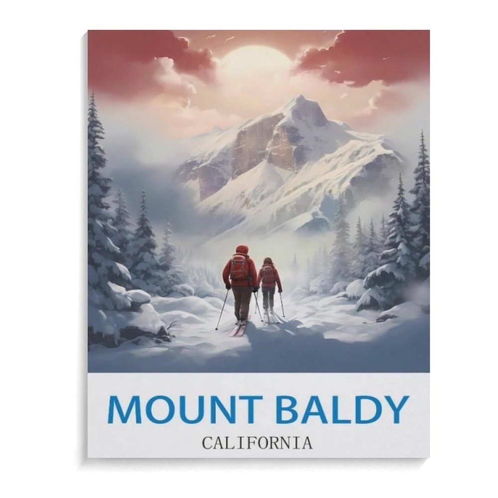 BEAYODKP Paint by Numbers Kit, Mount Baldy California Vintage Travel Poster Ski Design, DIY Acrylic Painting for Kids, Adults and Beginners, 50 x 60 cm (19.6 x 23.6 in)-D30