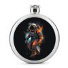 Astronaut Fire Round Stainless Steel Hip Flask, 142.7 g view 1