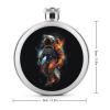 Astronaut Fire Round Stainless Steel Hip Flask, 142.7 g view 2