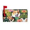 Tropical Flowers and Corgi Mailbox Cover view 1