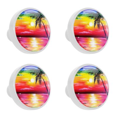 LVTISEE 4-Piece Sunset Tropical Seascape Cabinet Knobs