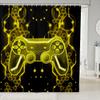 Homemissing Kids' Gamer Shower Curtain, 180 x 180 cm, Game Controller Pattern, Yellow and Black view 1