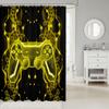 Homemissing Kids' Gamer Shower Curtain, 180 x 180 cm, Game Controller Pattern, Yellow and Black view 2