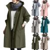 KBOPLEMQ Women's Elegant Long Trench Coat, Windproof Solid-Color Lapel Coat with Buttons and Pockets view 2
