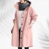 KBOPLEMQ Women's Elegant Long Trench Coat, Windproof Solid-Color Lapel Coat with Buttons and Pockets view 4