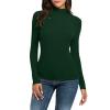 KBOPLEMQ Women's Long-Sleeve Stretch Ribbed Slim-Fit Crew-Neck Top view 1