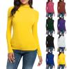 KBOPLEMQ Women's Long-Sleeve Stretch Ribbed Slim-Fit Crew-Neck Top view 2