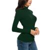 KBOPLEMQ Women's Long-Sleeve Stretch Ribbed Slim-Fit Crew-Neck Top view 4