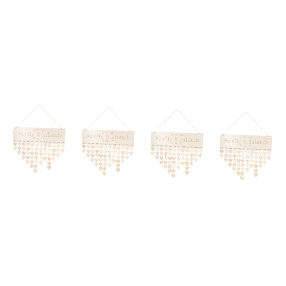 SEWACC 4-Piece Wooden Family Birthday Calendar